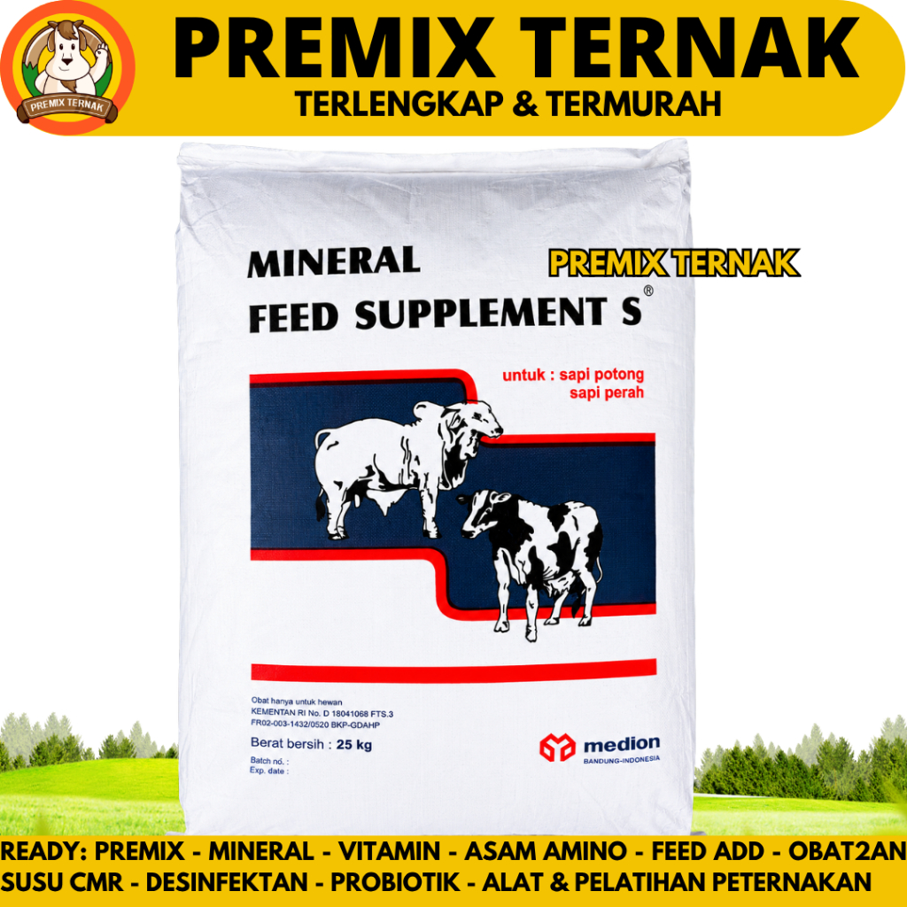 MINERAL FEED SUPPLEMENT S SAPI 25 KG Suplemen Sapi Potong Pertumbuhan & Cegah Kelumpuhan Sapi Perah
