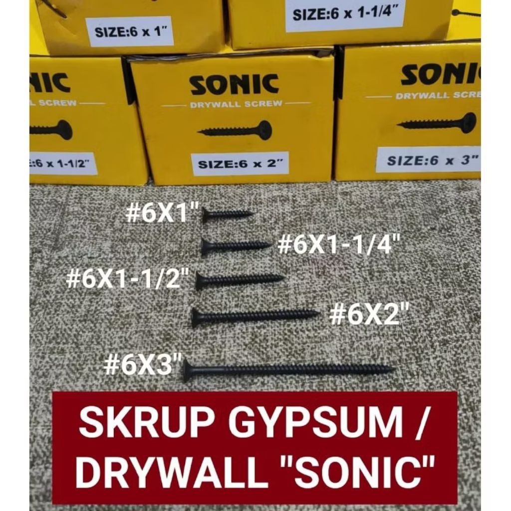 SEKRUP GYPSUM 2cm 2,5cm 3cm 4cm 5cm 7cm Merk RANDOM Baut Sekrup Baja Gypsum Gipsum 750gram
