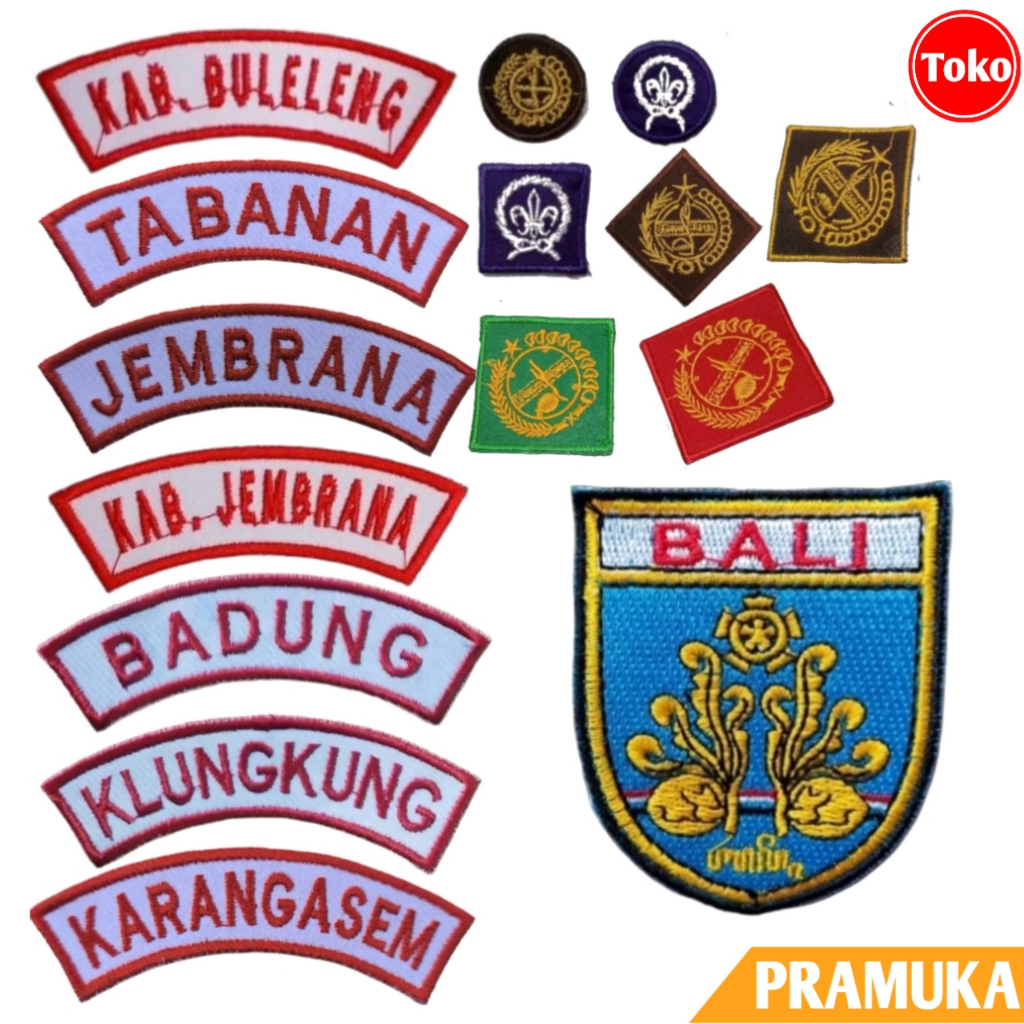 Bed Kwarda & Kwarcab Pramuka Bali Bordir / Bed Lokasi Kwarcab Pramuka Kwarda Bali / Badge Atribut Pr