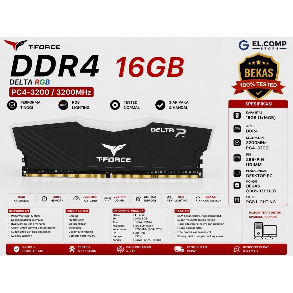 DDR4 T-FORCE DELTA RGB 16GB PC 3200