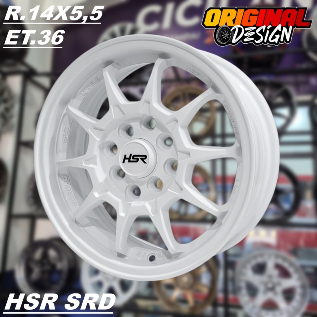 Velg Mobil Ring 14 HSR SRD R14 Warna Putih Pcd 4X100/4X114,3 Lebar 5,5
