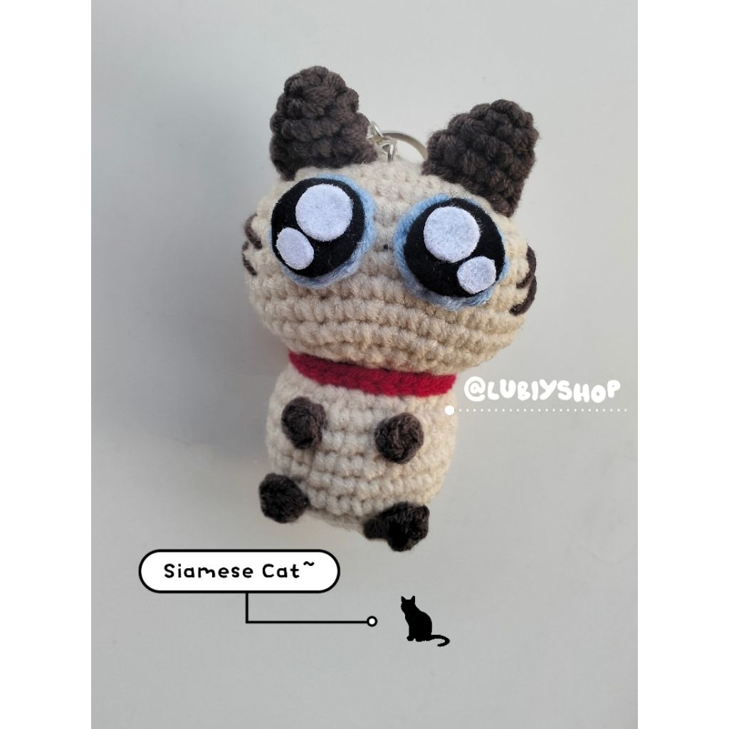 (COD)LUBIYSHOP||CROCHET KEYCHAIN SIAMESE CAT/GANTUNGAN KUNCI RAJUT KUCING SIAMESE/AKSESORIS KUCING