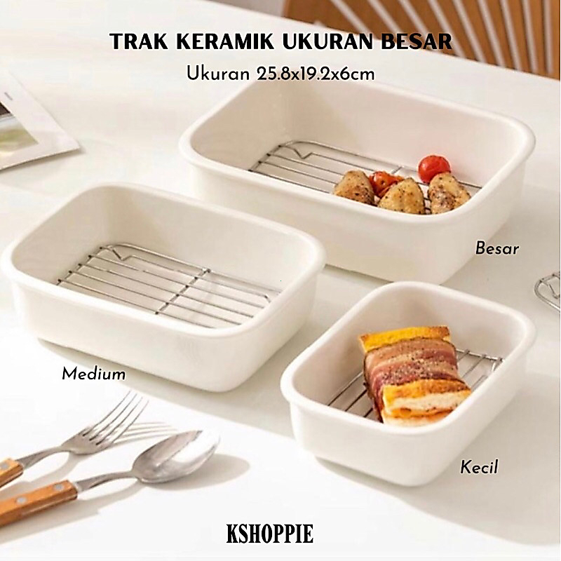 TRAY KERAMIK PENIRIS MINYAK WARNA PUTIH /WHITE CRISPER TRAY/CERAMIC BAKING TRAY /TIRISAN MINYAK GORE