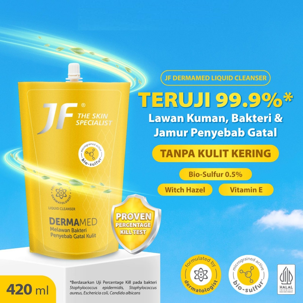 JF Dermamed Cleanser Liquid 420ml Pouch Spout - Sabun Mandi Cair Body Wash