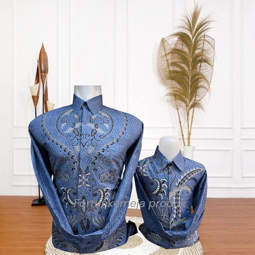 Batik couplepan ayah anak warna BIRU MUDA lengan panjang