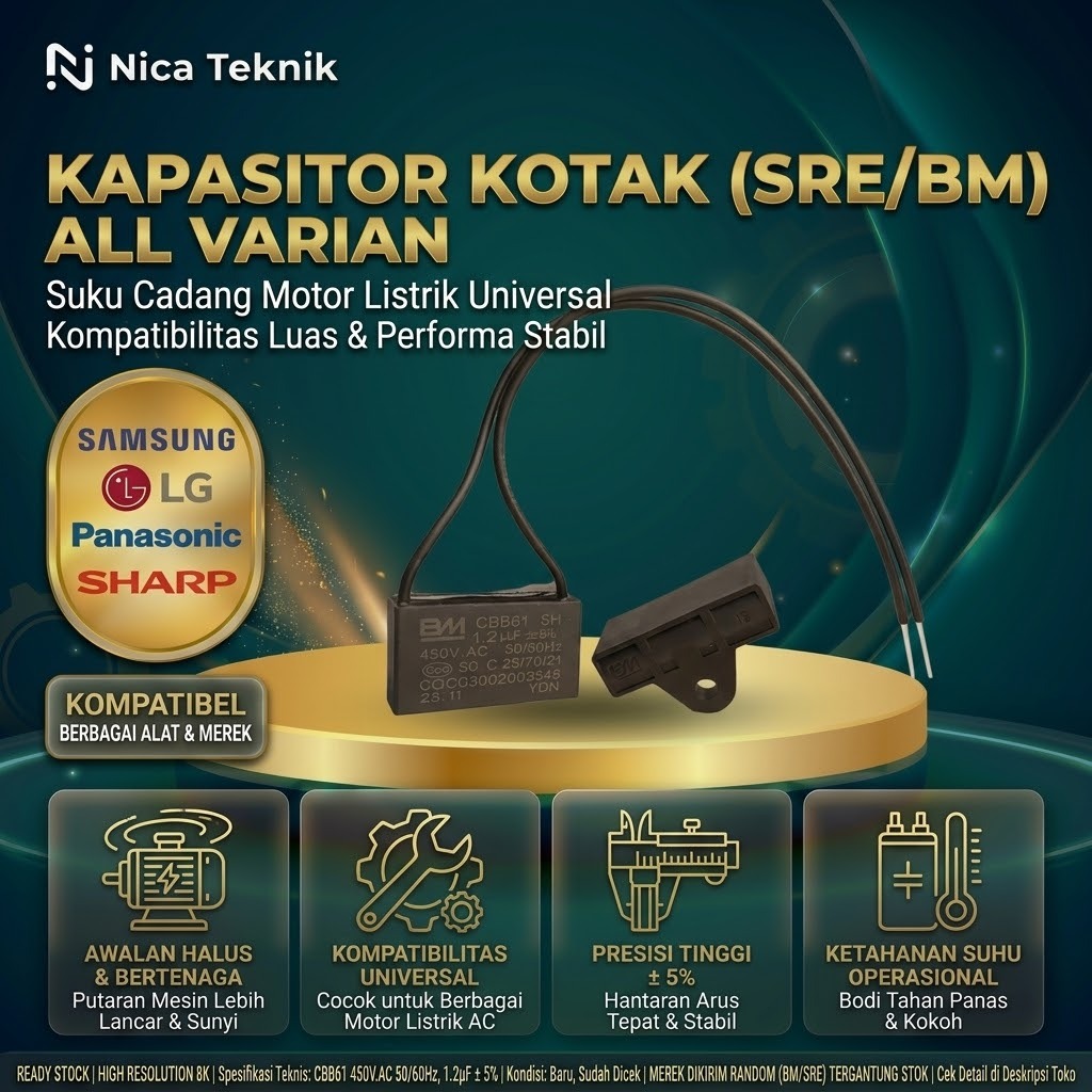 Kapasitor Kotak  450V SRE CBB61 - Kapasitor  Kotak Kabel SRE CBB61 450V