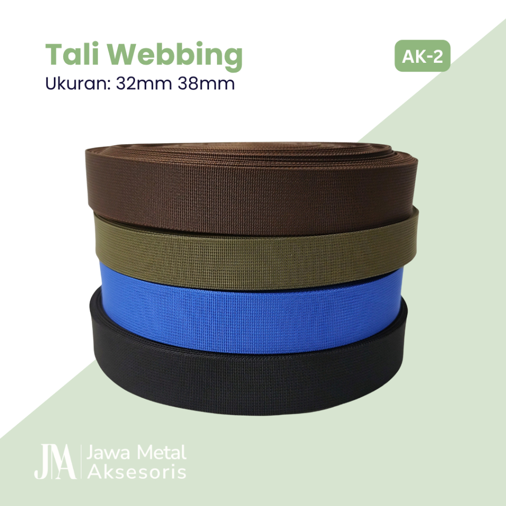 Webbing Nilon Strap Warna Warni Tebal Polos 32mm 38mm JMA Imitation Nylon Webbing AK-2