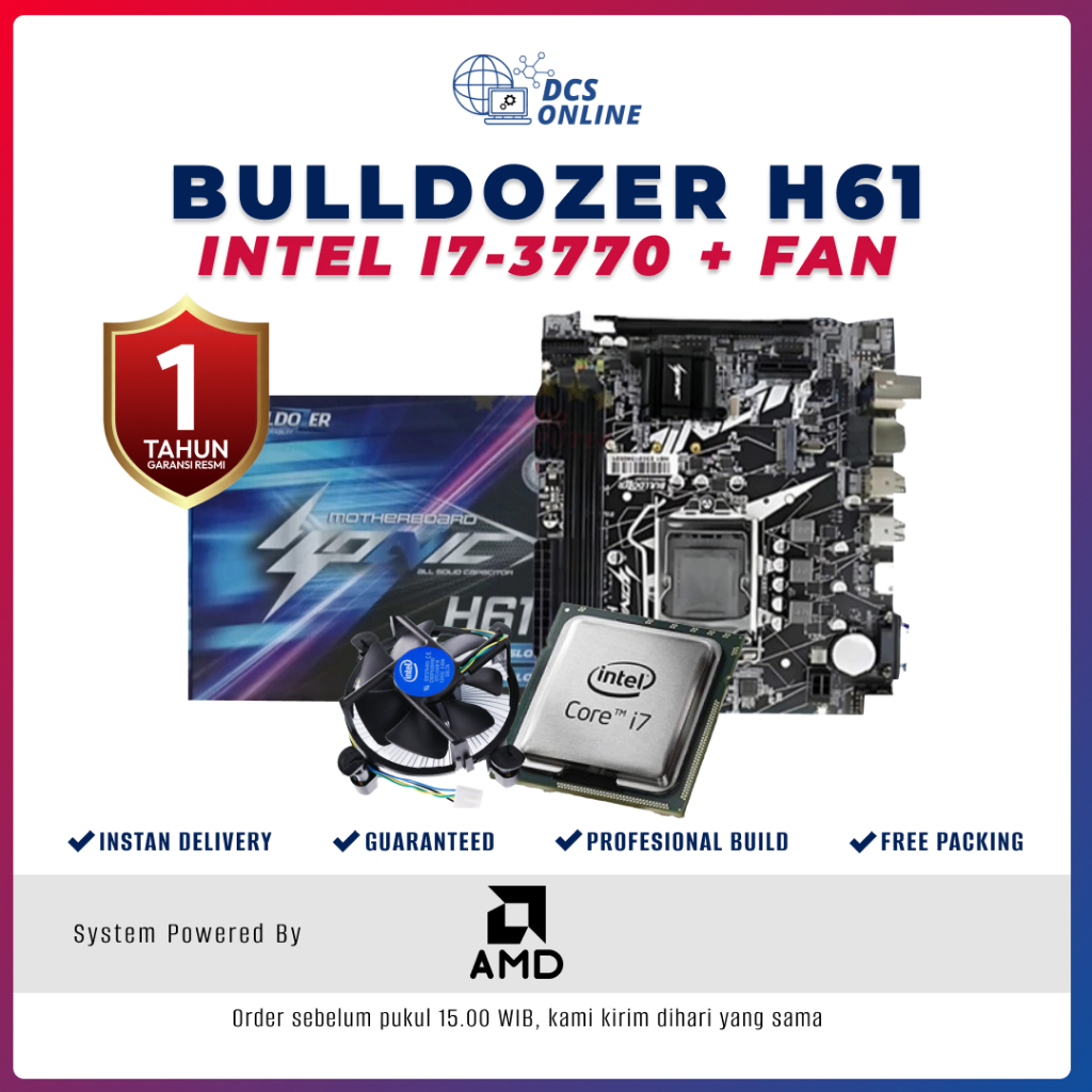 MOBO MOTHERBOARD BULLDOZERH61+ INTEL CORE i7 3770 FAN PROCESSOR