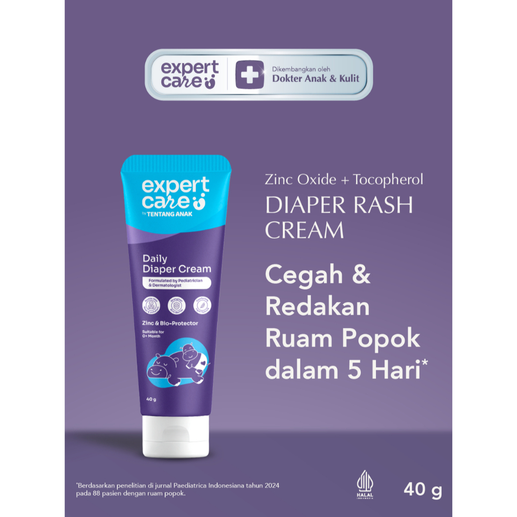 Expert Care Daily Diaper Cream 40gr - Diaper Rash Cream Baby dengan Zinc Oxide, Panthenol & Bio-Prot