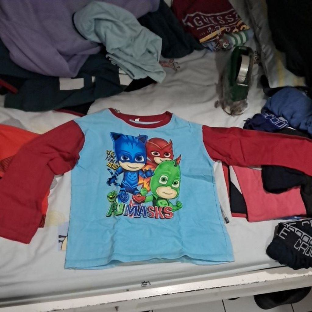 preloved baju piyama pj mask tanpa celana size balita