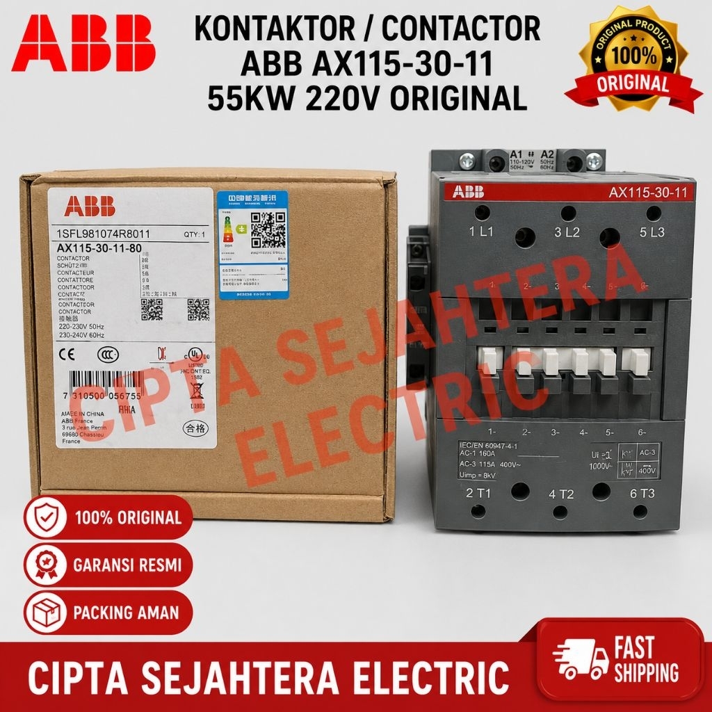 Kontaktor / contactor ABB
AX115-30-11 55kw 220v