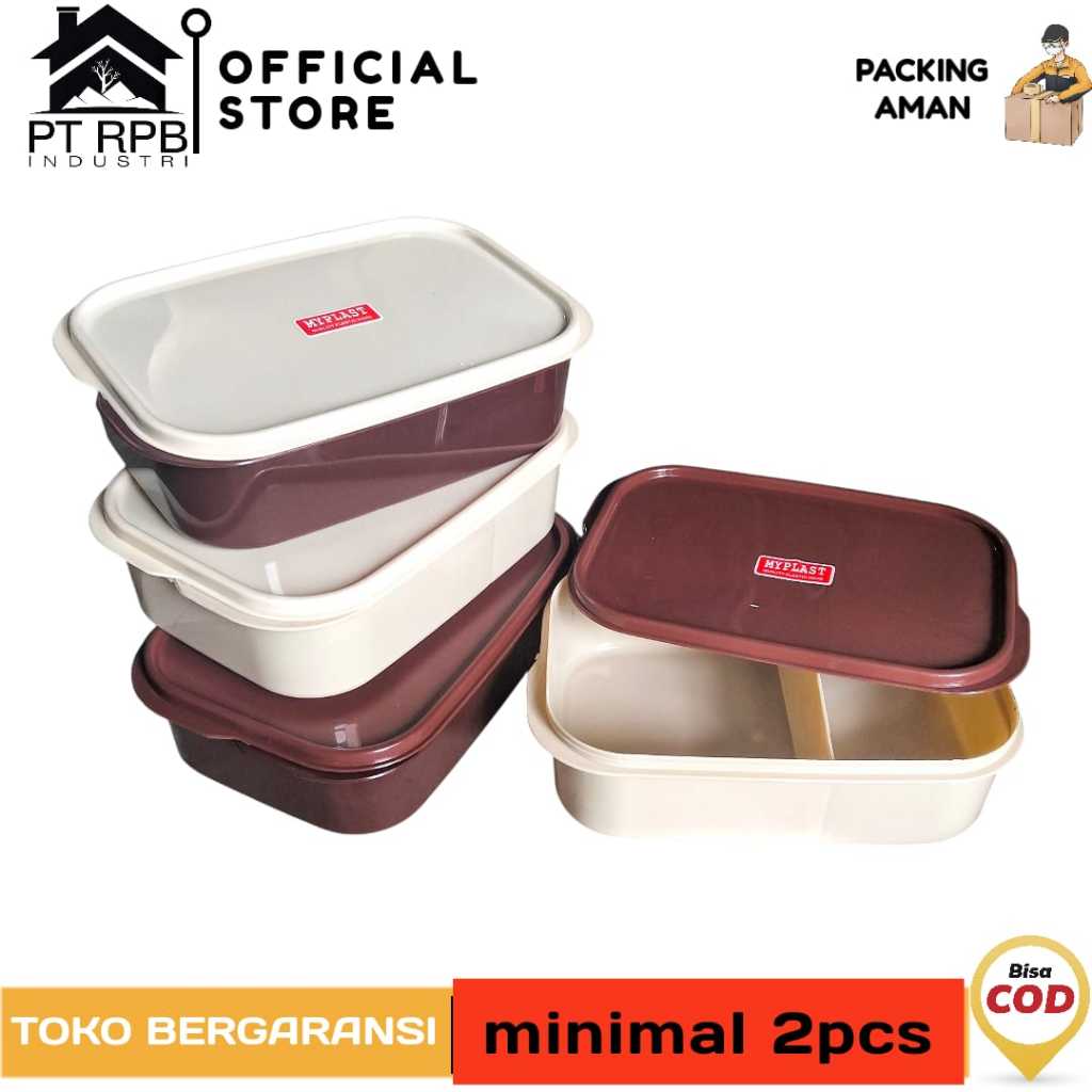 Lunch Box Misting Sekat 2 - Model Cream Coklat
