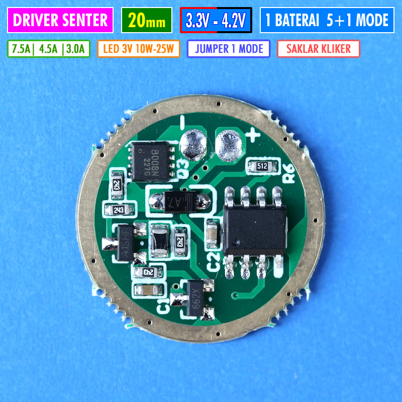 Driver Senter 20mm 7A 5 Mode Driver Led 25W 15W 10W Yinding XML3 SST40 SFT40 CULNM1 CULPM1 Driver Se