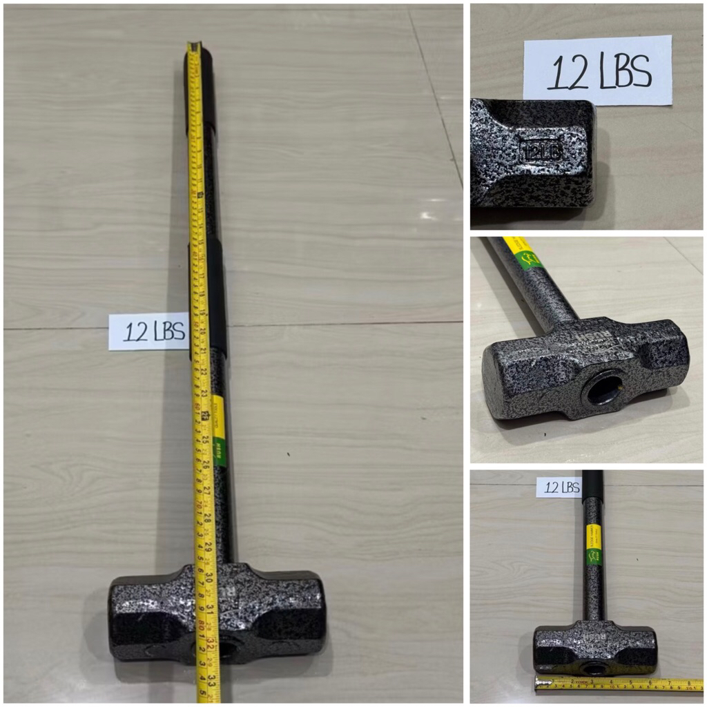 12LBS gg pipa BESI martil segi palu godam 12 lbs petak gagang BESI balut karet HITAM IRON handel han
