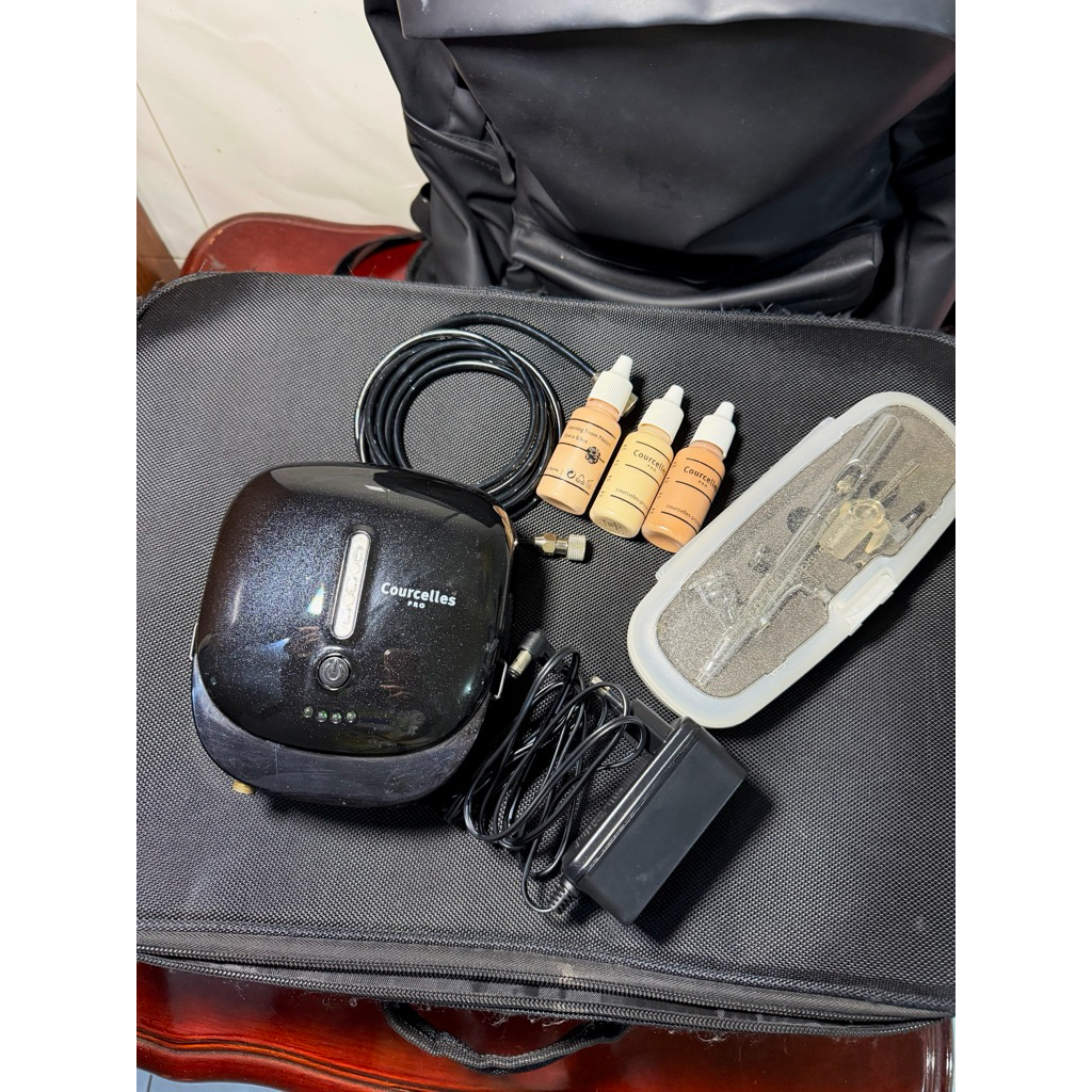 Pigment set COURCELLES Air Make Up Air Brush Conpressor kit PRELOVED