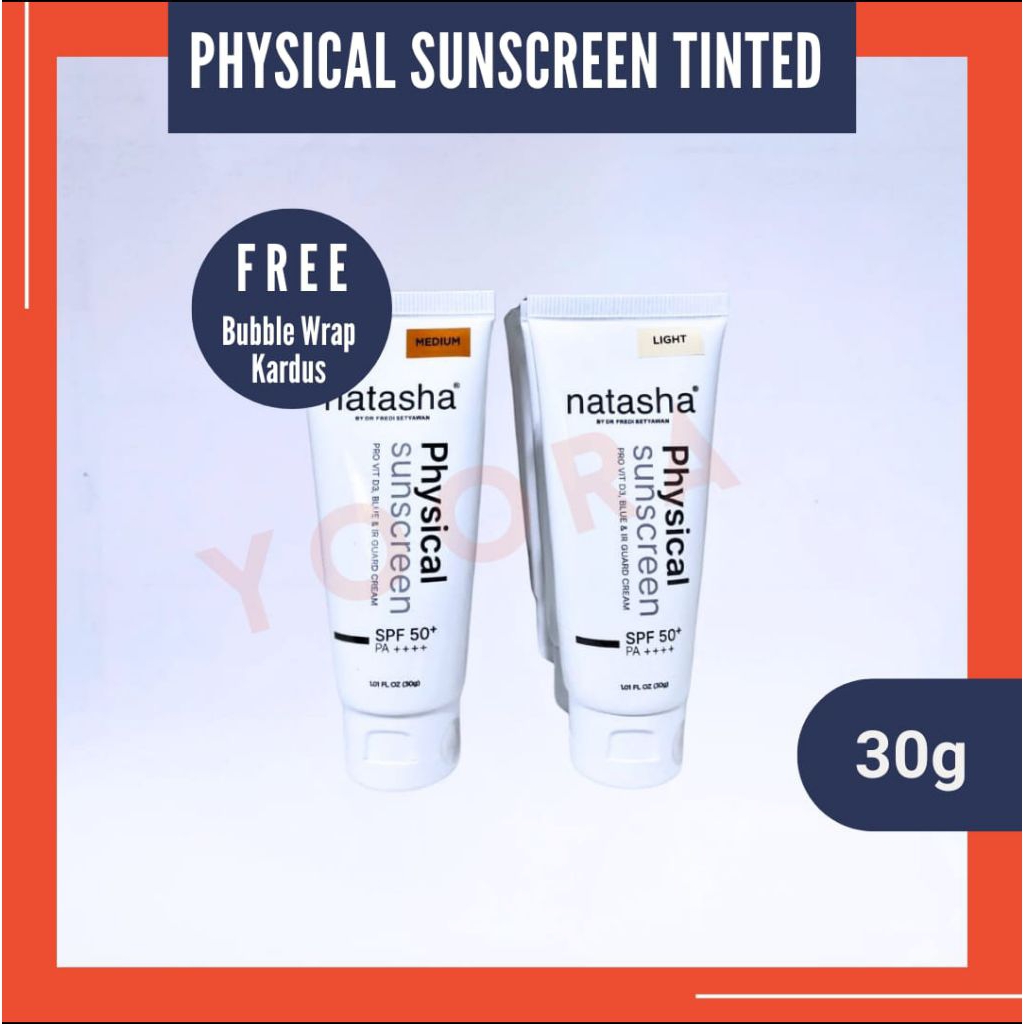 NATASHA Physical Sunscreen Tinted Light,Medium, SPF 50+PA++++