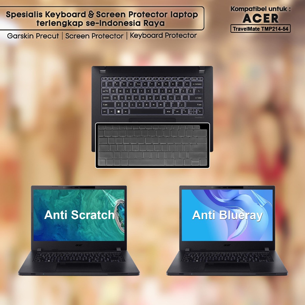 Screen Protector Anti Gores Cover Garskin Laptop Precut Custom Fit Kompatibel untuk Acer TravelMate 