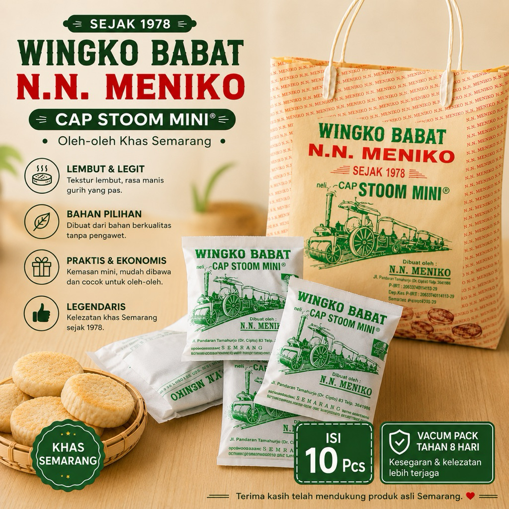 Wingko Babat N.N. Meniko Cap Stoom Mini Asli Original Isi 10 (Vakum)