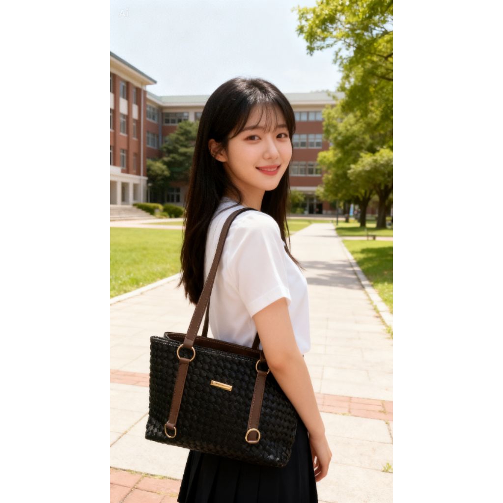 Tas Shoulder Bottega Anyam Wanita Dua ruang