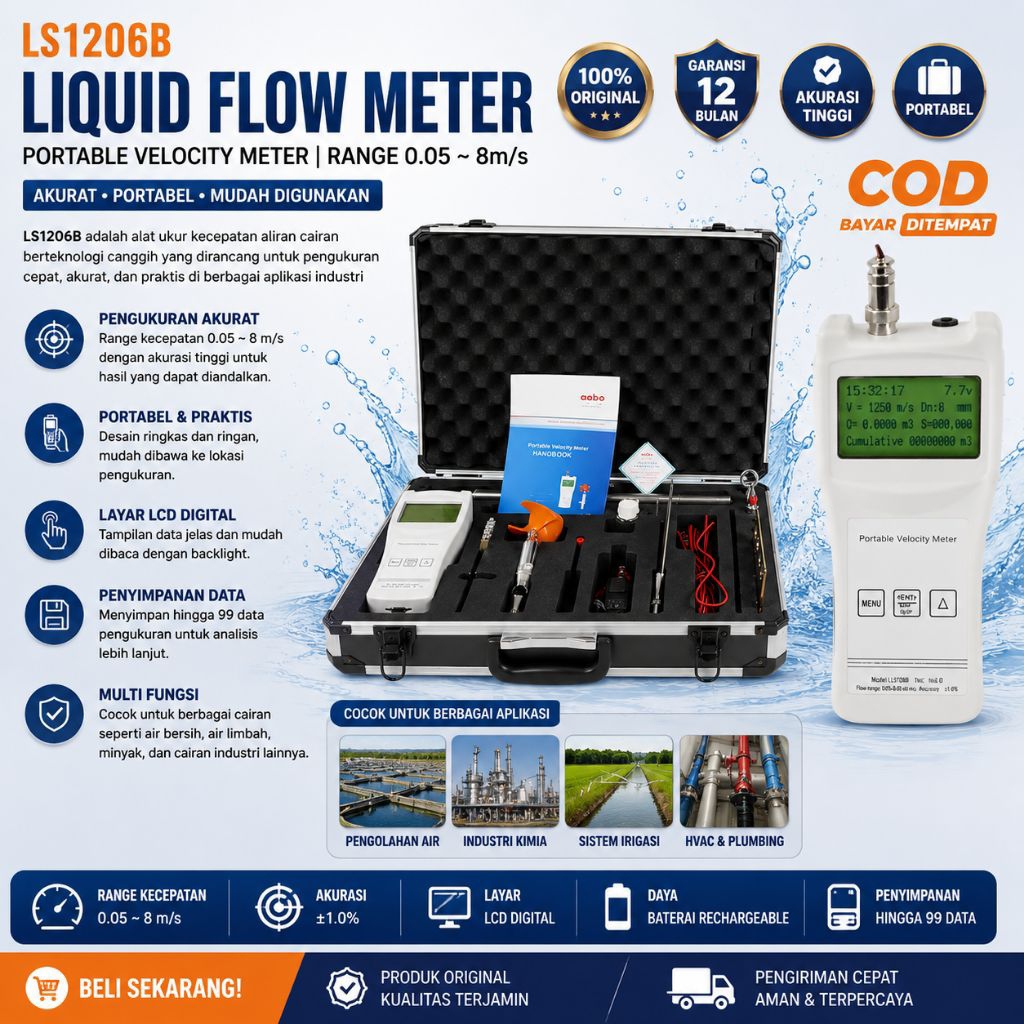 LS1206B Liquid flow meter range 0.05~8m/s / portable velocity meter Co