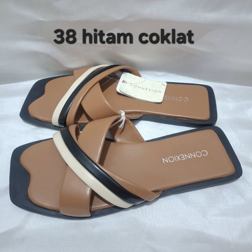 CONNECTION Sandal Hitam Coklat (NO BOX)