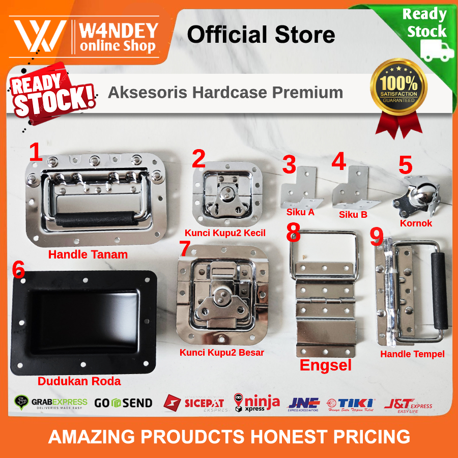 Aksesoris Hardcase Siku L Engsel Kunci Kupu Kupu Corner Kornok Dudukan Roda Handel Handle Tanam / Ha