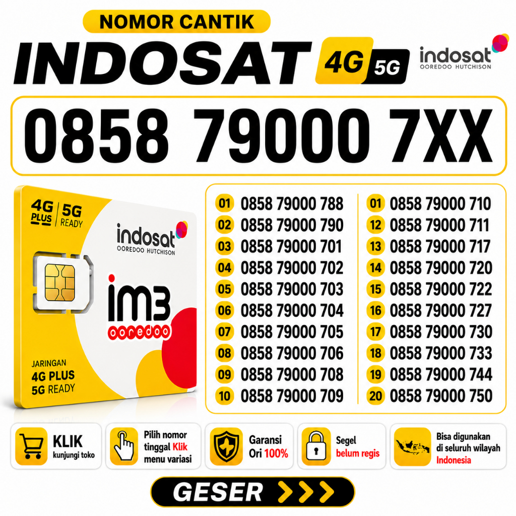 Nomor Cantik Indosat | kartu Perdana 4G 5G Free Kuota Internet 3GB