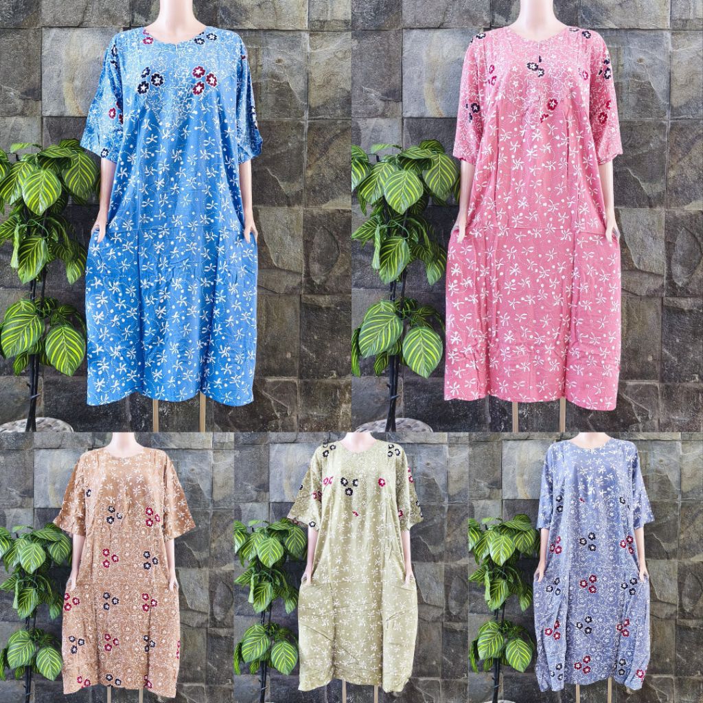 (Ld 136 cm) Daster Huza Batik Pekalongan ll Daster Jumbo ll D Jumbo Resleting