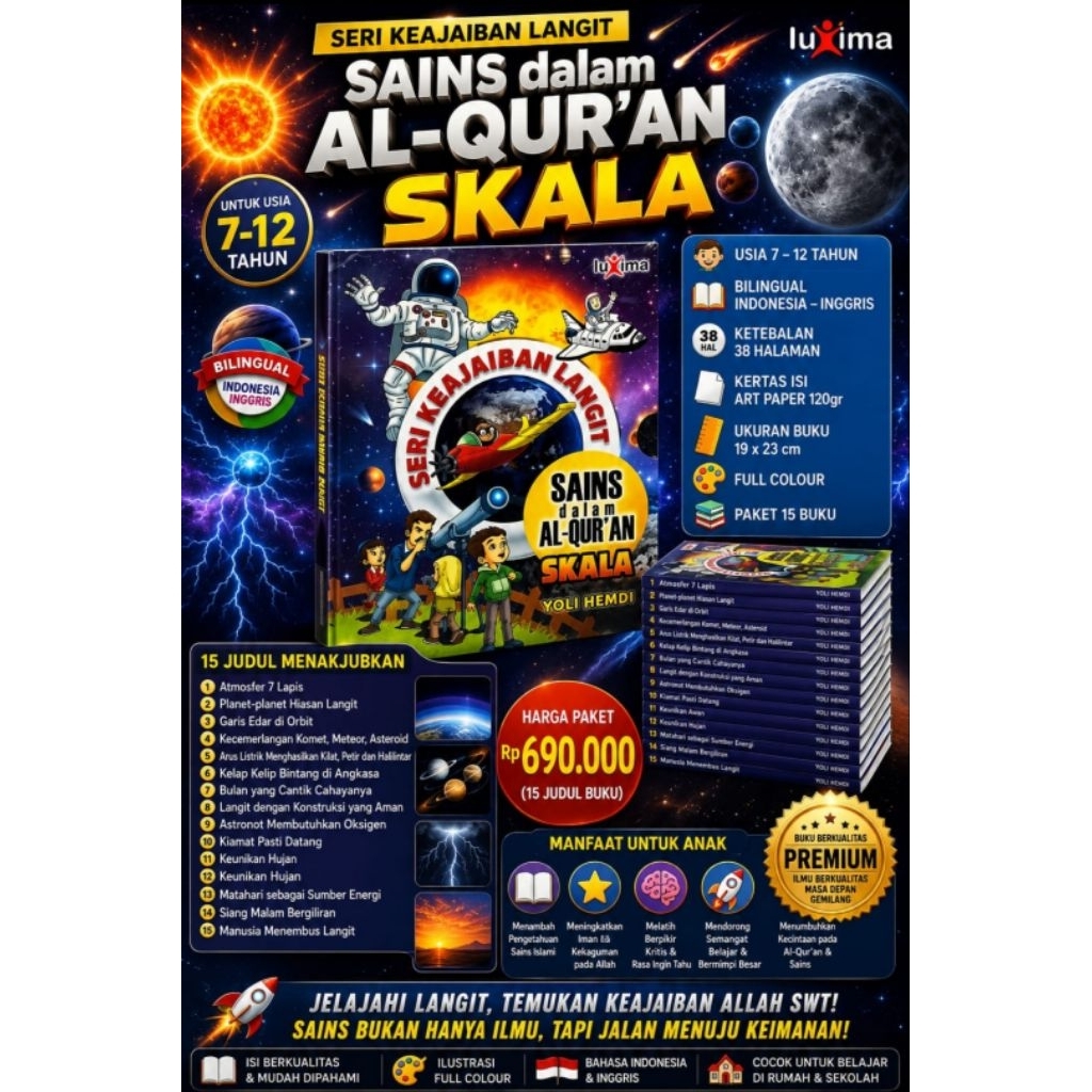Seri Keajaiban Langit Sains Dalam Al-Quran skala 15 Buku Bergambar Untuk Anak