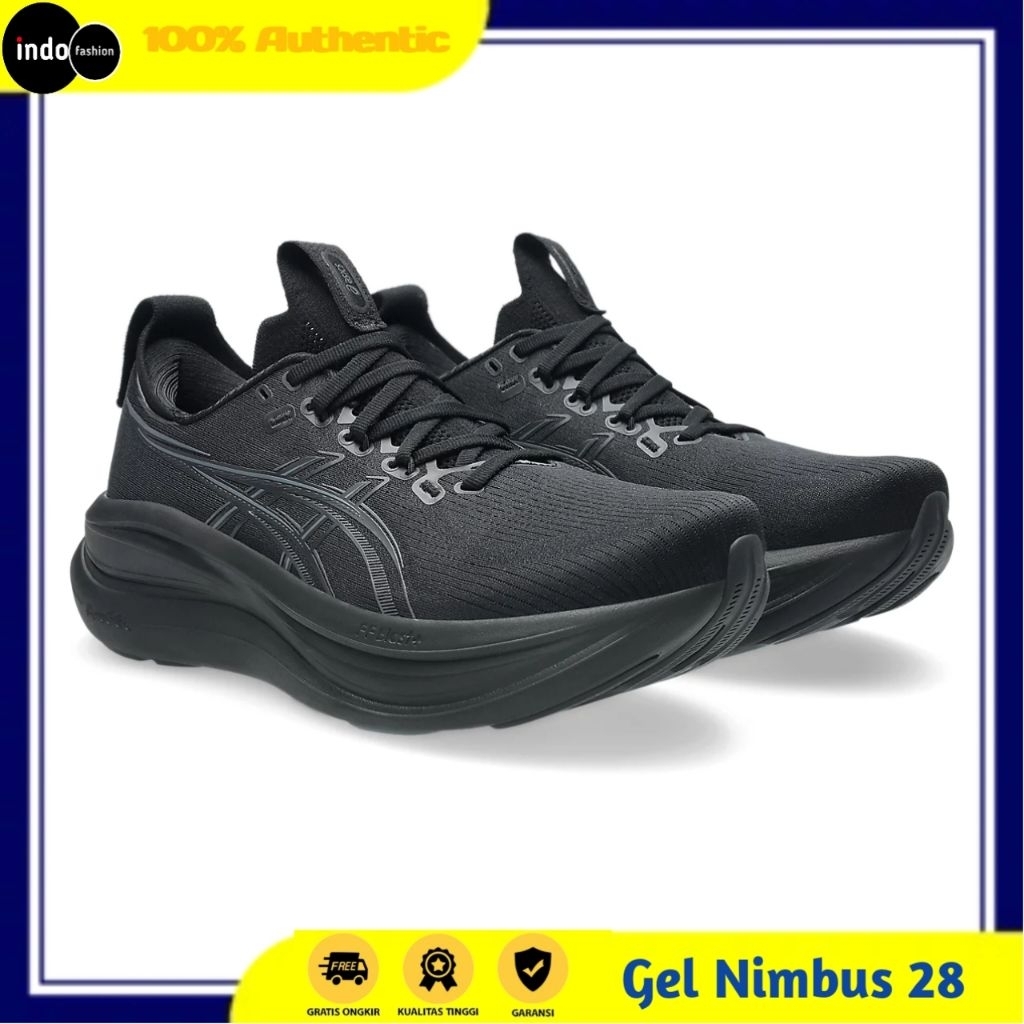 Sepatu Original Pria Running Asics Gel Nimbus 28 Black Graphite Grey