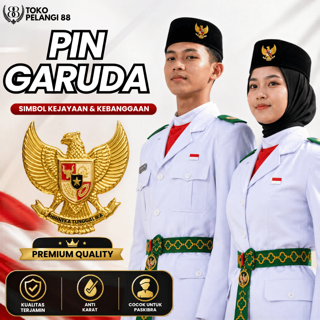 Pin Garuda Kuningan Emas Kecil Besar | Pin Bros Peci Paskibra Garuda