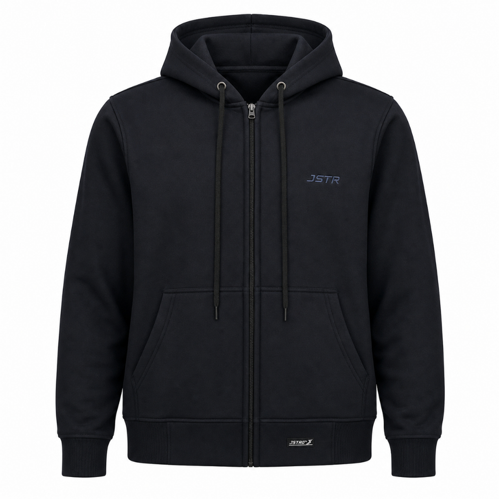 Jstro Jaket Pria Hoodie Zipper Polos Bahan Flece Tebal Jaket