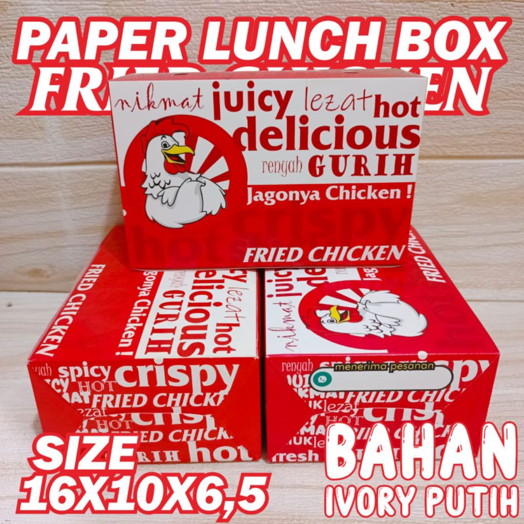 DUS BOX KFC 16X11 FRIED CHICKEN kotak ayam goreng kemasa nasi ayam ivory fullcollour (KFC YKC)