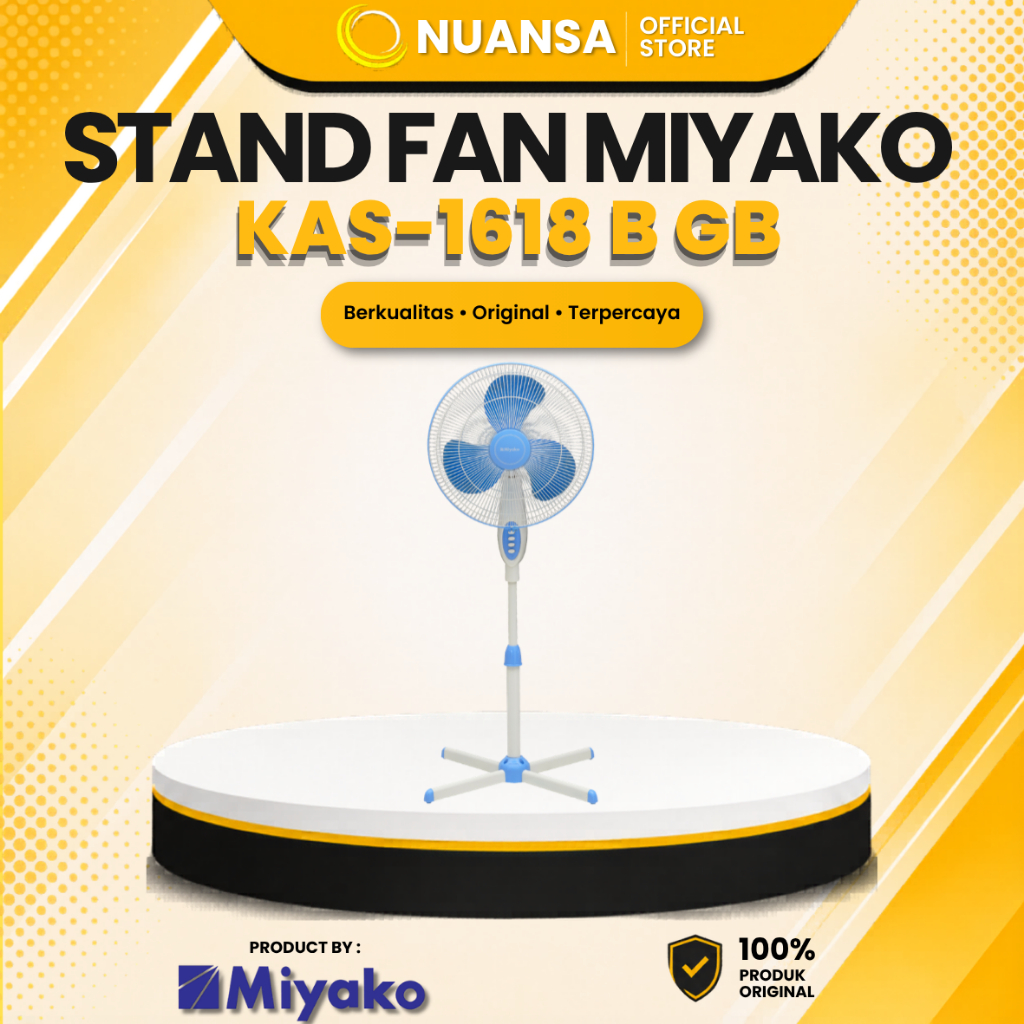 MIYAKO KAS-1618BGB - Stand Fan 16 Inch / Kipas Angin Berdiri Extra Strong Wind