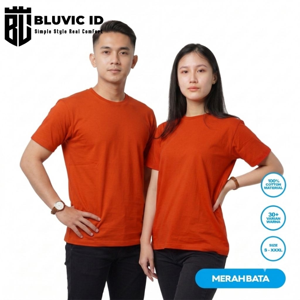 MERAH BATA - KAOS POLOS COTTON COMBED 24S