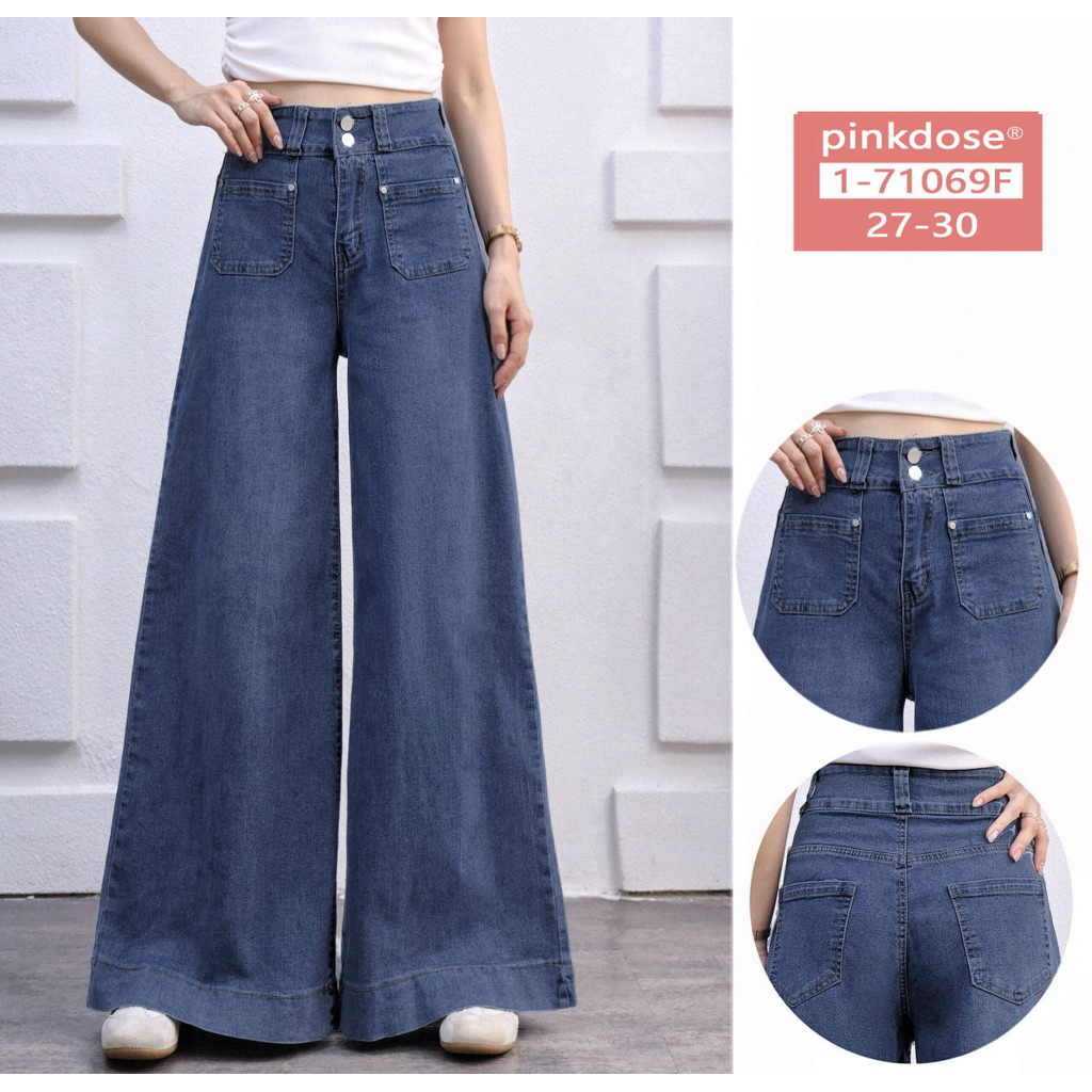 Celana Kulot Skena Flare Bahan Softjeans Pinkdose Jeans Import Quality