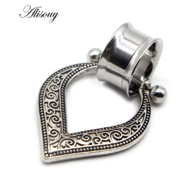 New 2pcs Surgical Steel Ear Tunnels Piercing Plugs Double Flare Flesh Tunnel Gauges Earrings Stretch