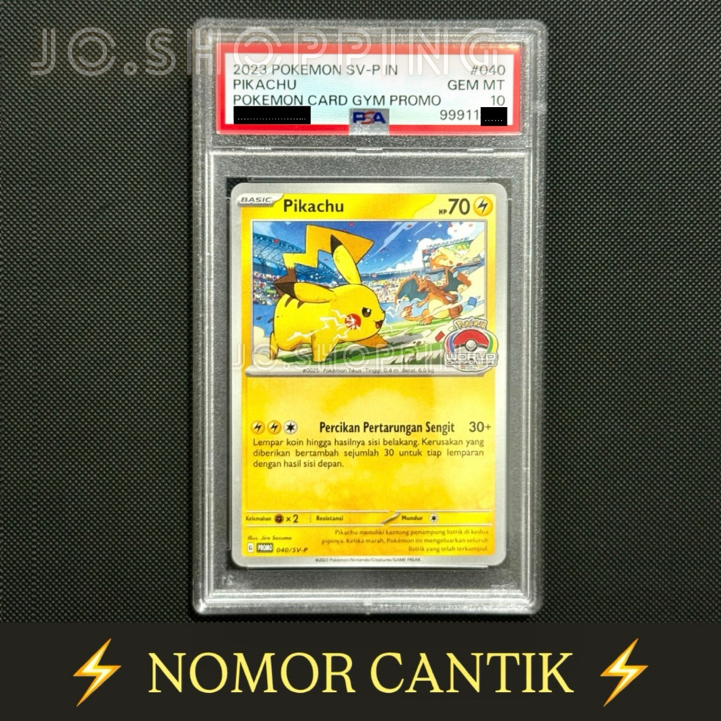 Pikachu World Championship Promo 2023 - NOMOR CANTIK - PSA 10 - Indonesia / Slab