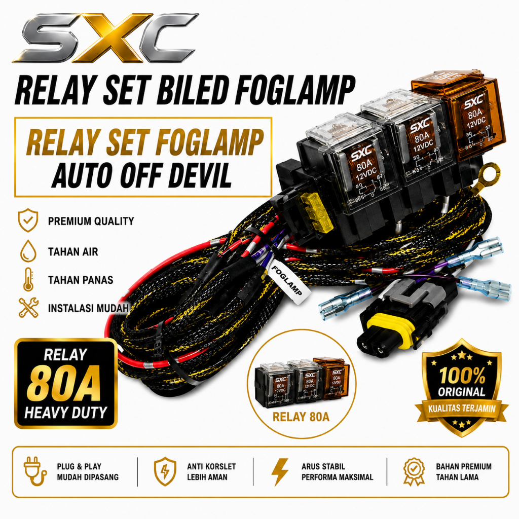 ORIGINAL PREMIUM KABEL RELAY SET BILED FOGLAMP UNIVERSAL MOBIL AUTO OFF DEVIL EYE RELAY FOGLAMP