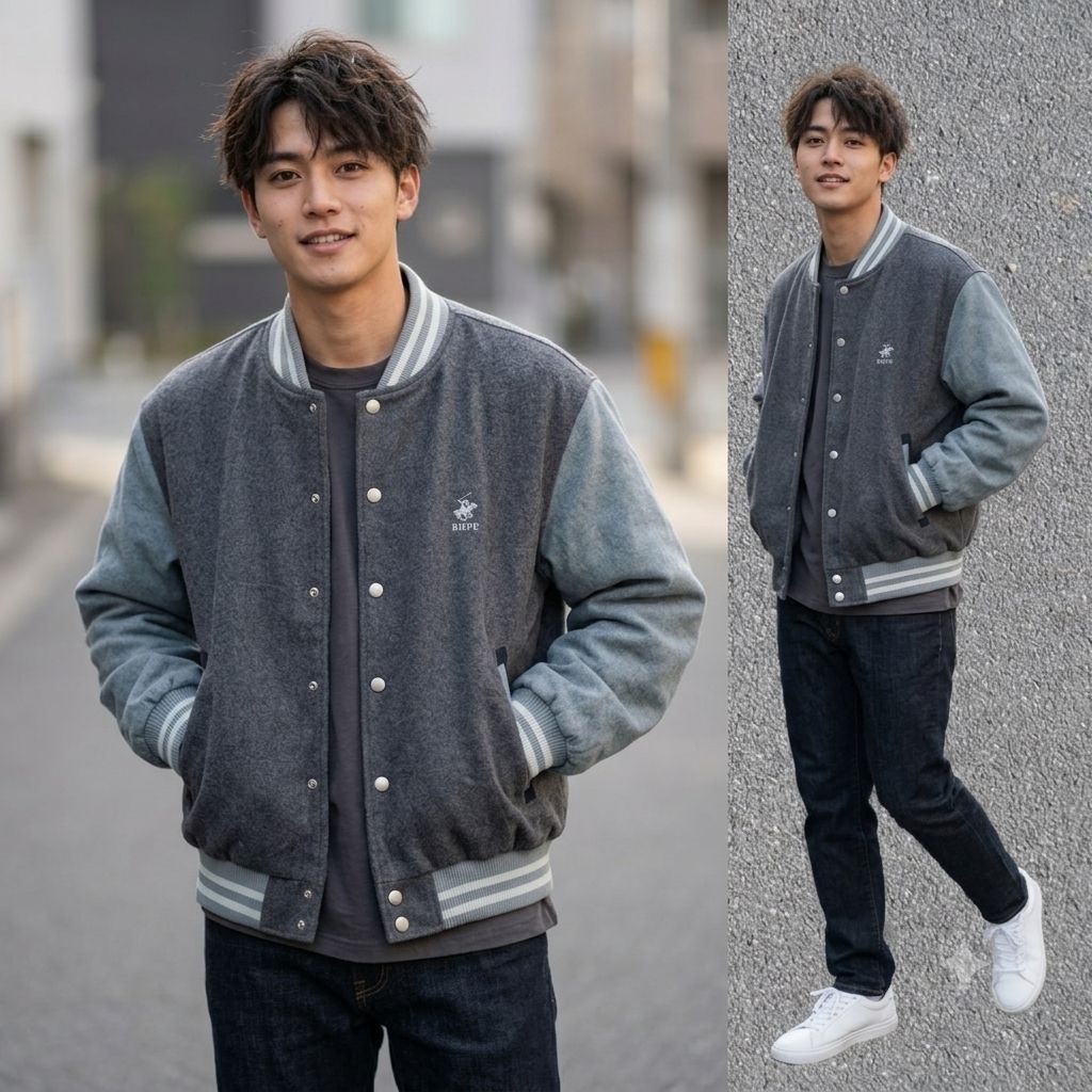 Varsity Jacket Beverly Hills Polo Club (BHPC) USA Two-Tone Grey (2nd)