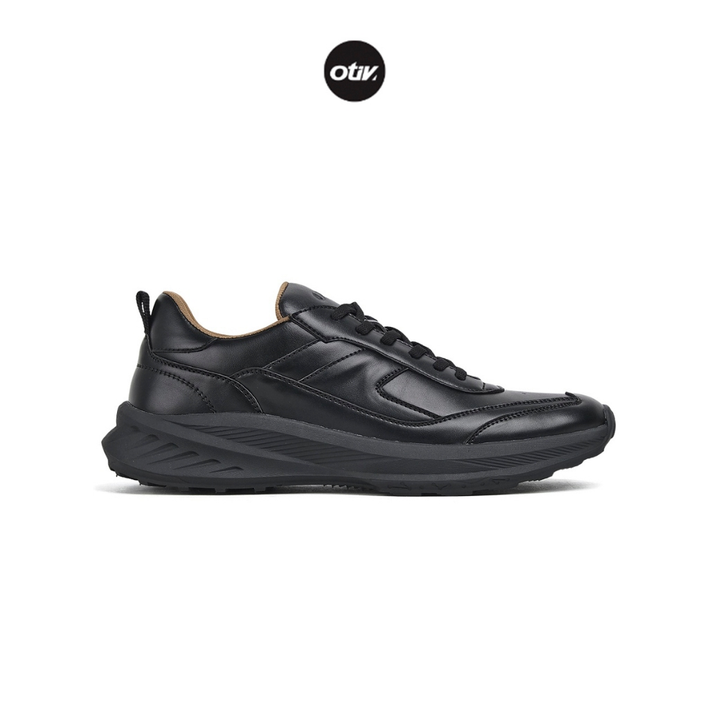Otiv Vogue Black - Sepatu Sneakers Kulit Casual Pria Kuliah Kerja Travelling Riding