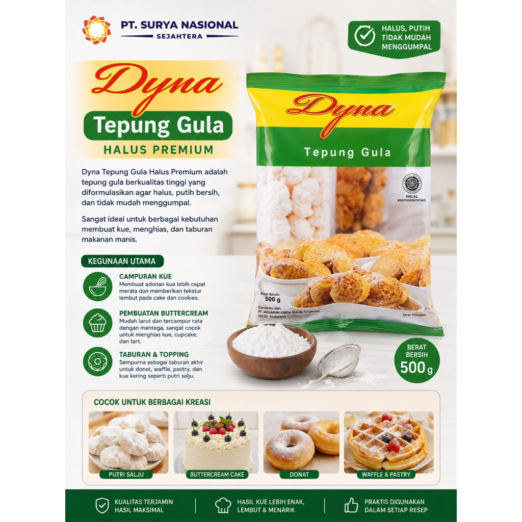 Dyna tepung gula halus Premium quality 500 gr