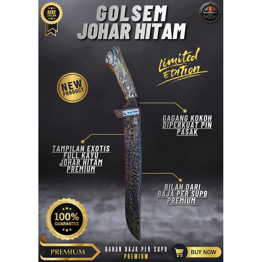 [PANDAI BAJA] GOLOK SEMBELIH JOHAR HITAM GOLOK BAJA SUPER TAJAM Bahan Baja HSS Premium Asli original