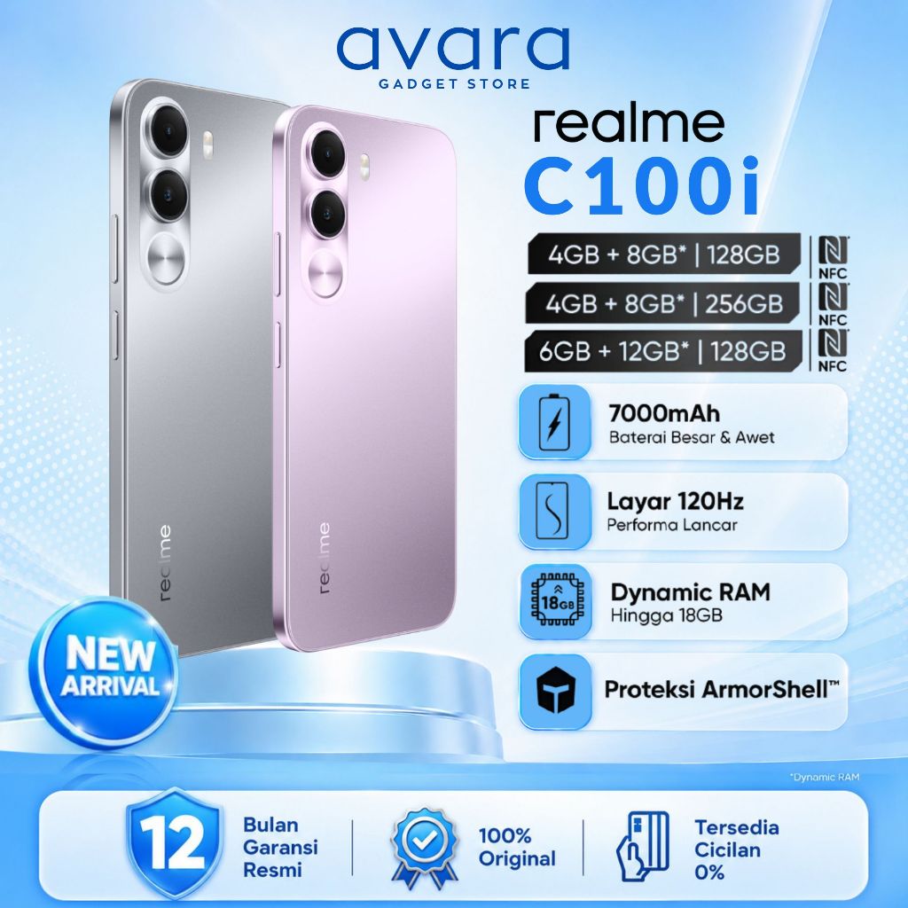 avara [NEW] realme C100i HP Gaming 2 jutaan Baterai titan 7000mAh Juara Durabilitas All RAM ORIGINAL