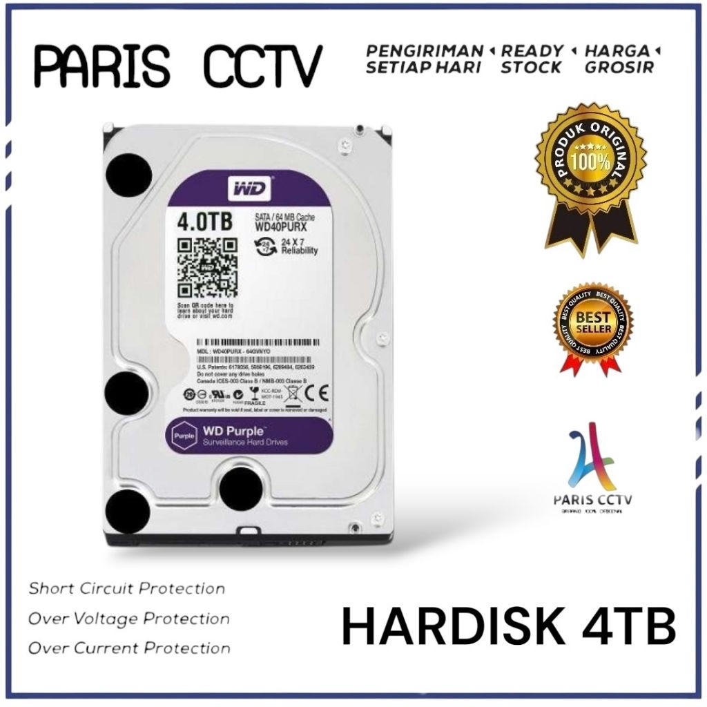 WD Purple 4TB / WD CCTV 4TB / WD Surveillance 4TB / WD Purple 4 TB / HDD/ HD/ Hardisk/ Harddisk