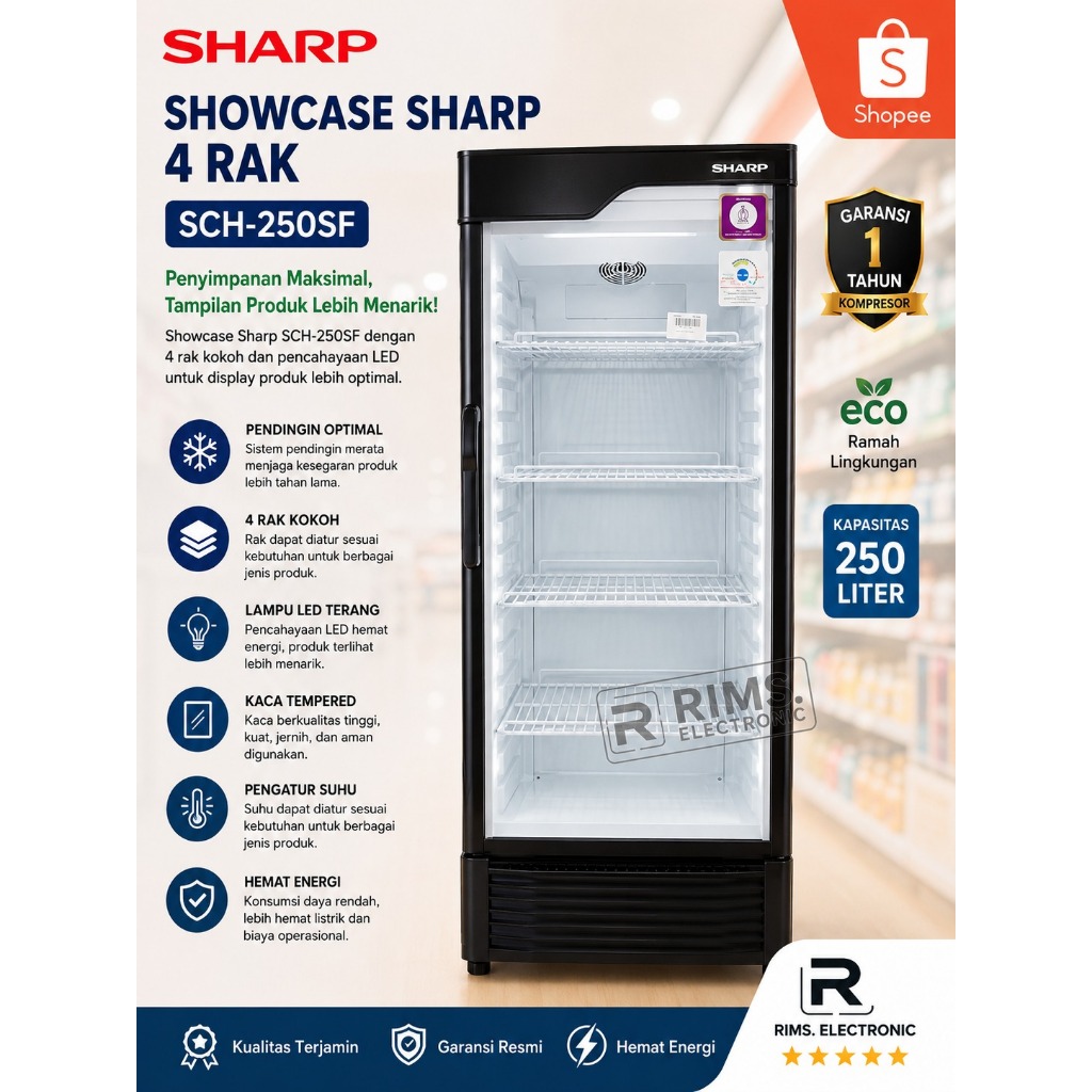 Showcase Sharp 4 Rak - (SCH-250FS)