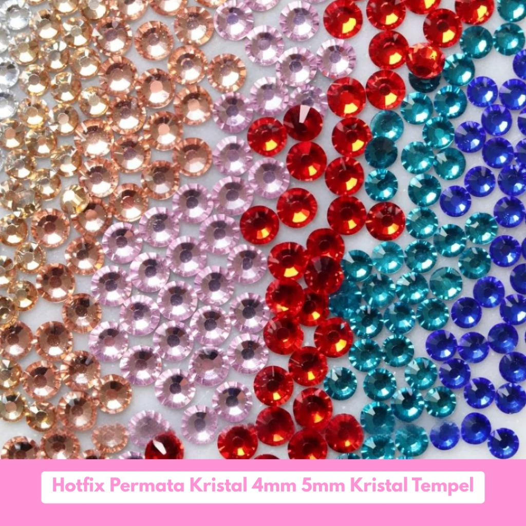 Hotfix Permata Kristal Kristal Tempel 4mm 5mm Kecil Mini Besar Murah