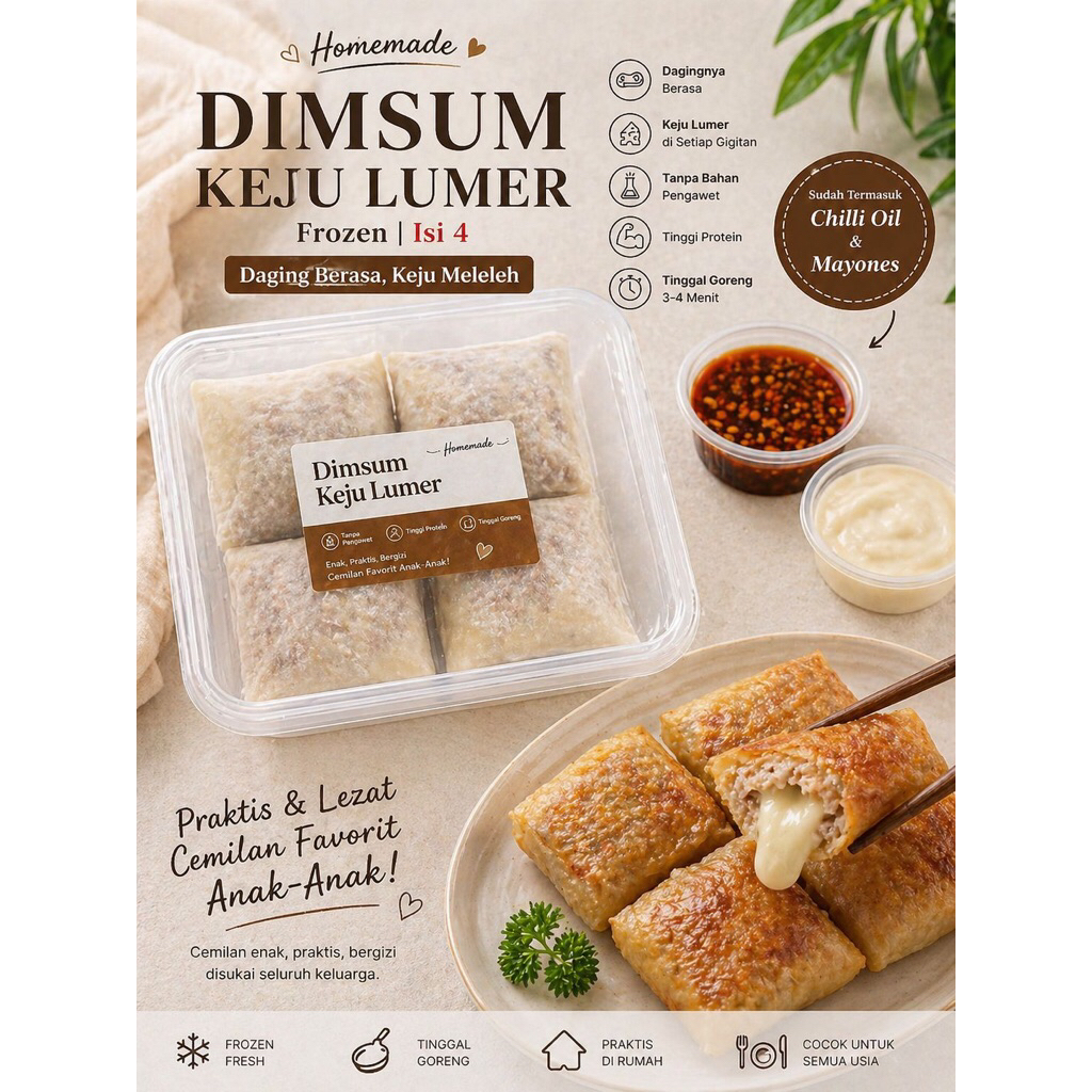 Dimsum Goreng Keju Lumer Viral Frozen Homemade Chilli Oil Mayones