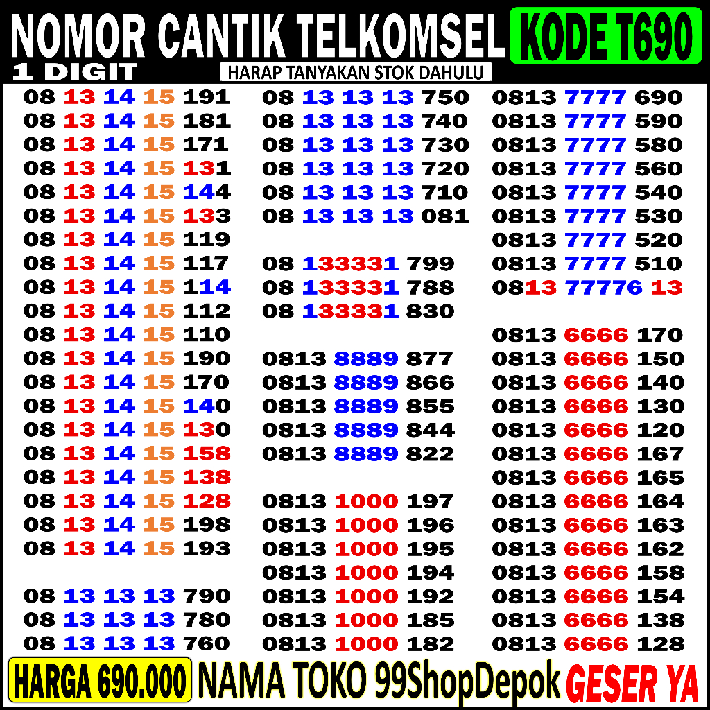 Nomor Cantik Telkomsel 2000 Nomor Cantik Simpati 8888 7777 4g 5g - No Cantik Simpati 11 DIGIT 0000