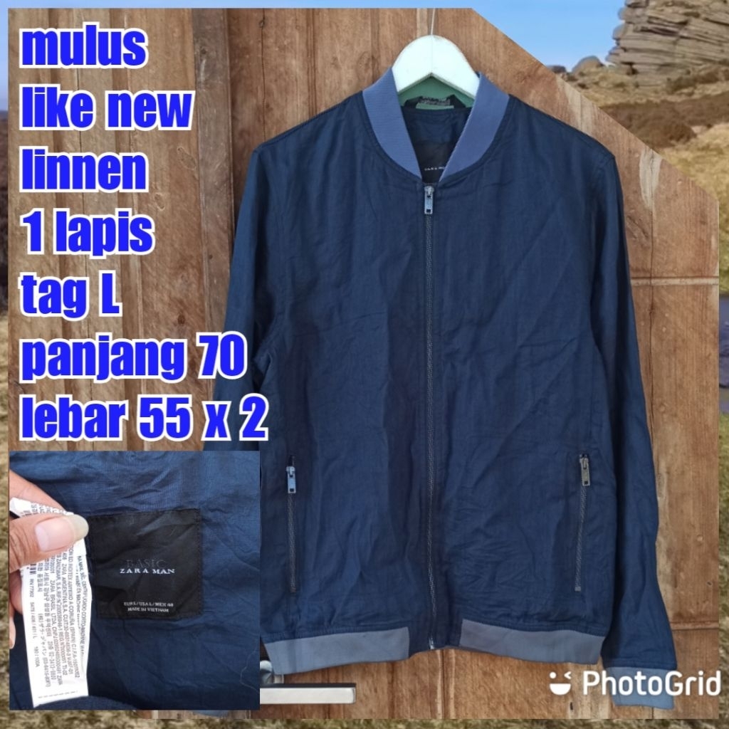 jaket work kerja casual bomber linen zara man